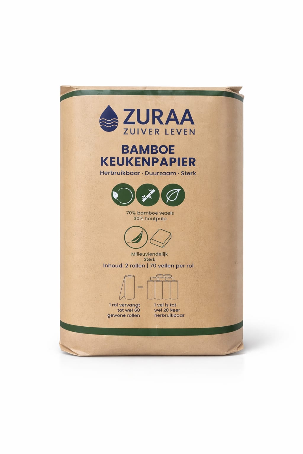 ZURAA Bamboe keukenpapier - Herbruikbare Keukenrol